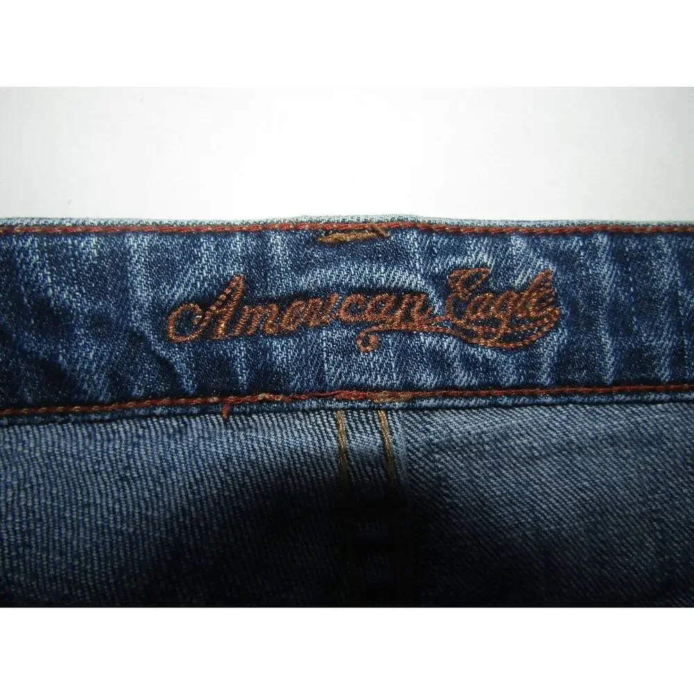 American Eagle Outfitters Jeans Women's 10 Regular Bootcut Embroidered Blue Deni